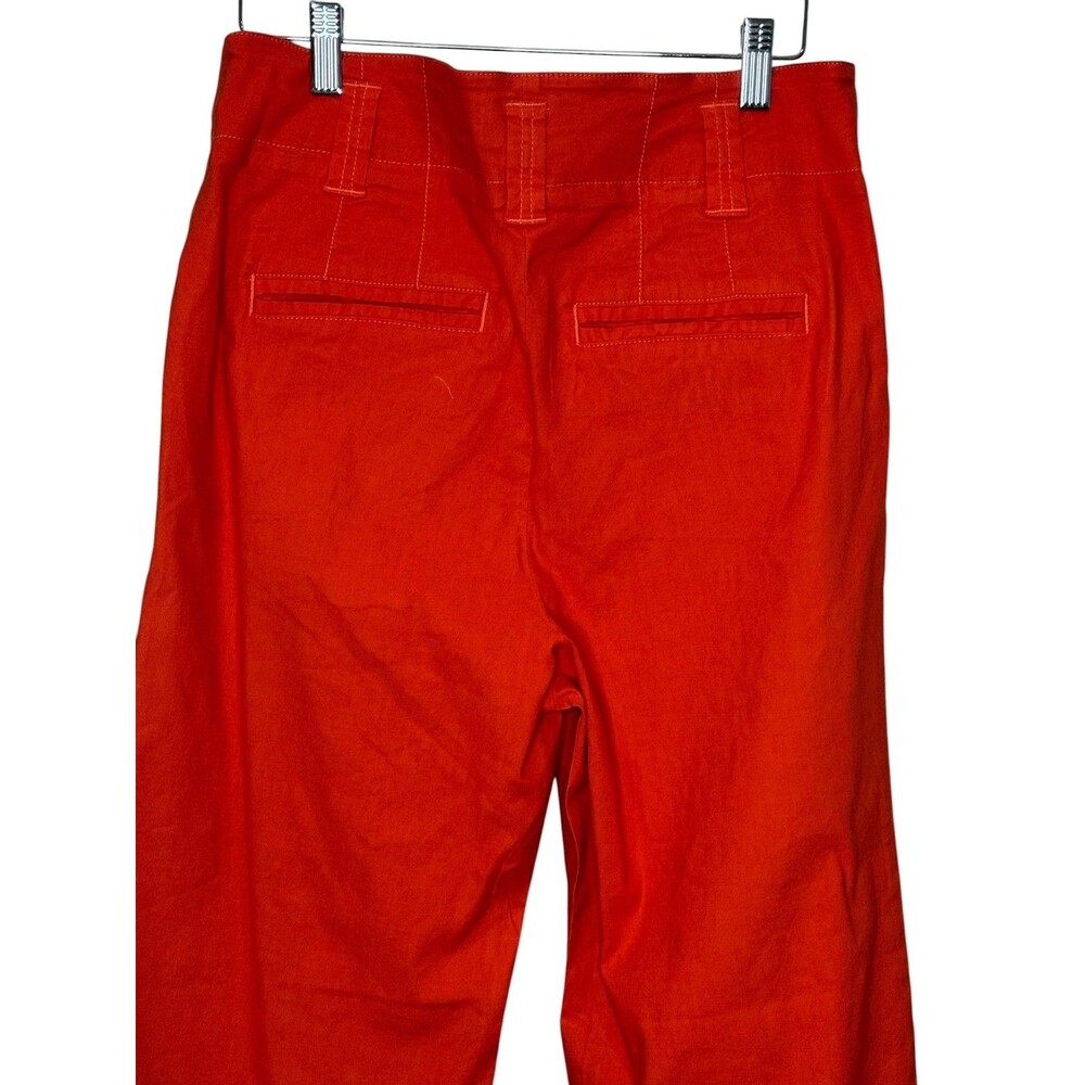 Maeve Colette Anthropologie Pants 10 Orange Linen Blend Wide Leg High Rise - Picture 7 of 11